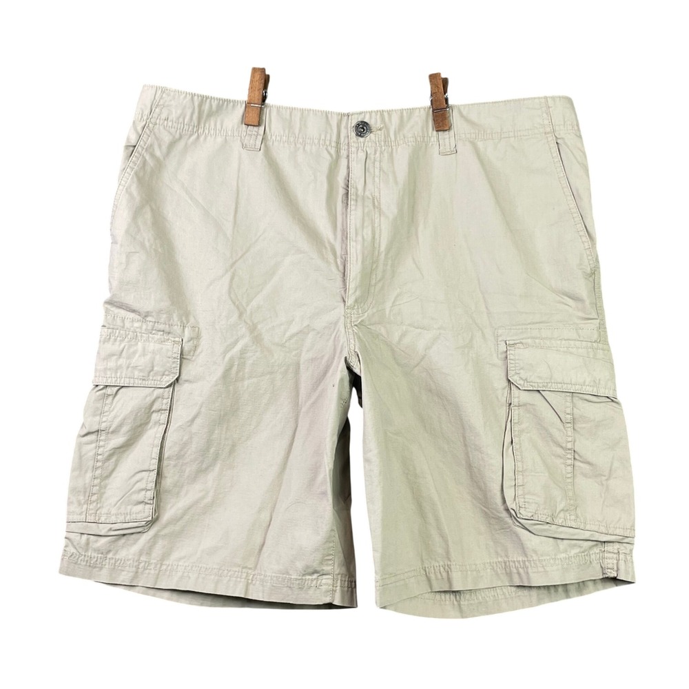 True Nation Cargo Shorts Mens 42 Khaki Cotton Utility Multi Pocket A00503425389